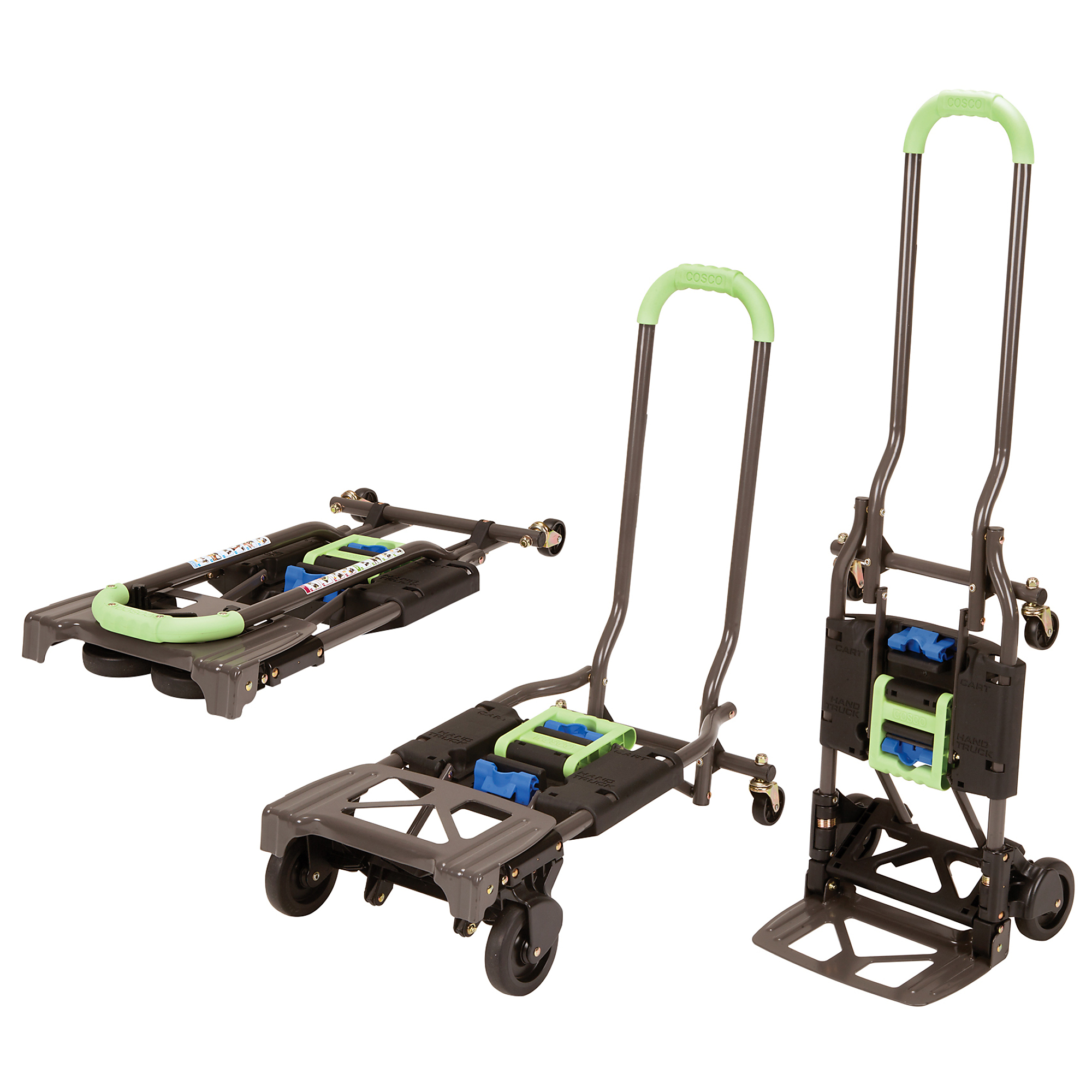 Cosco, Shifter Multi-Position Folding Hand Truck and Cart, Load Capacity 300 lb, Height 15.4 in, Material Steel, Model# 12222PBG1E